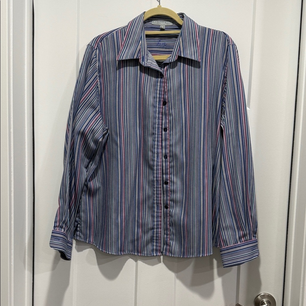 Foxcroft Women's shirt with multi color stripes.  In great condition.